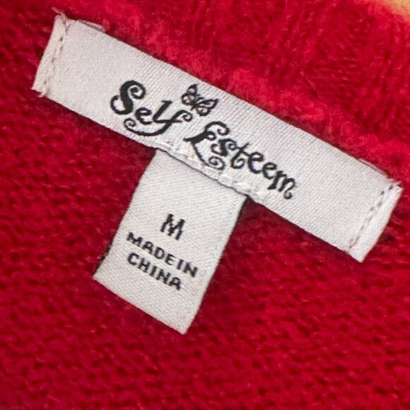 Red sequin sweater bow print holiday Christmas vibe - Picture 7 of 7